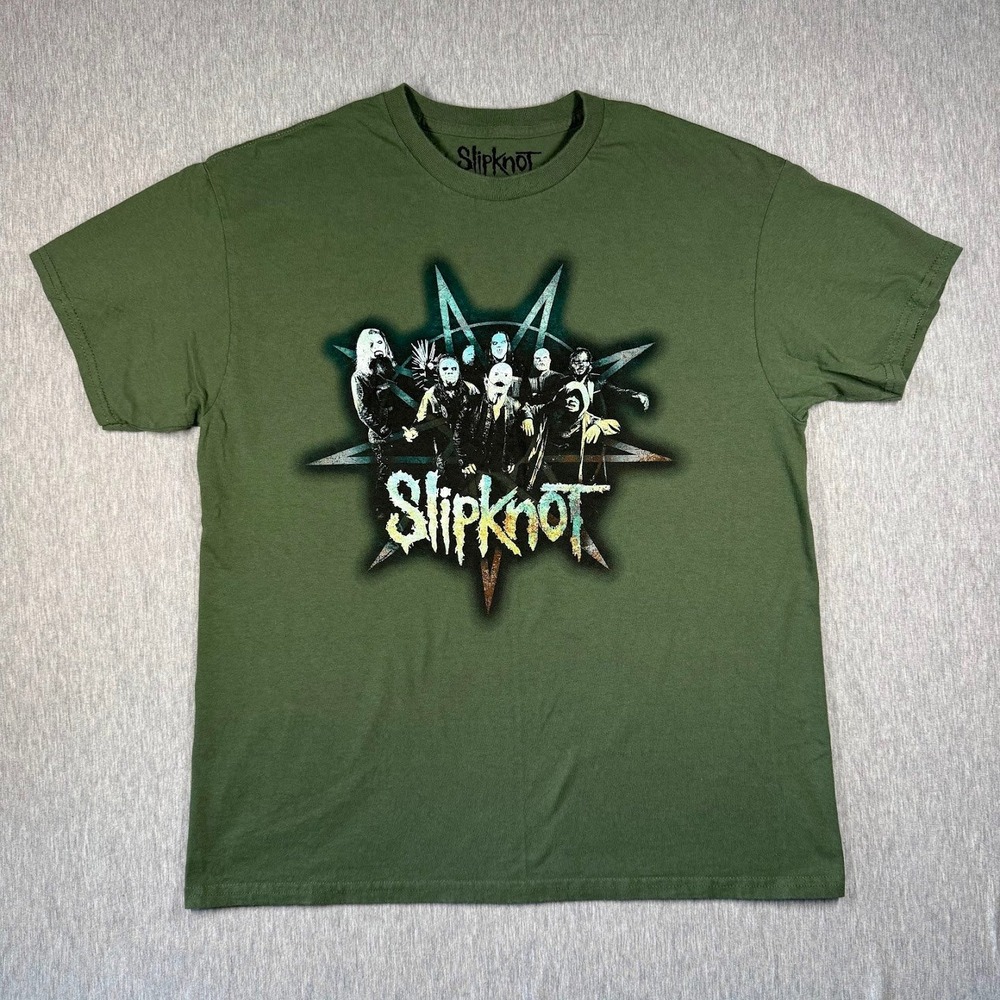 Slipknot Band T Shirt XL Green Graphic Tee 2024 Licensed Bravado‎ Metal Rock